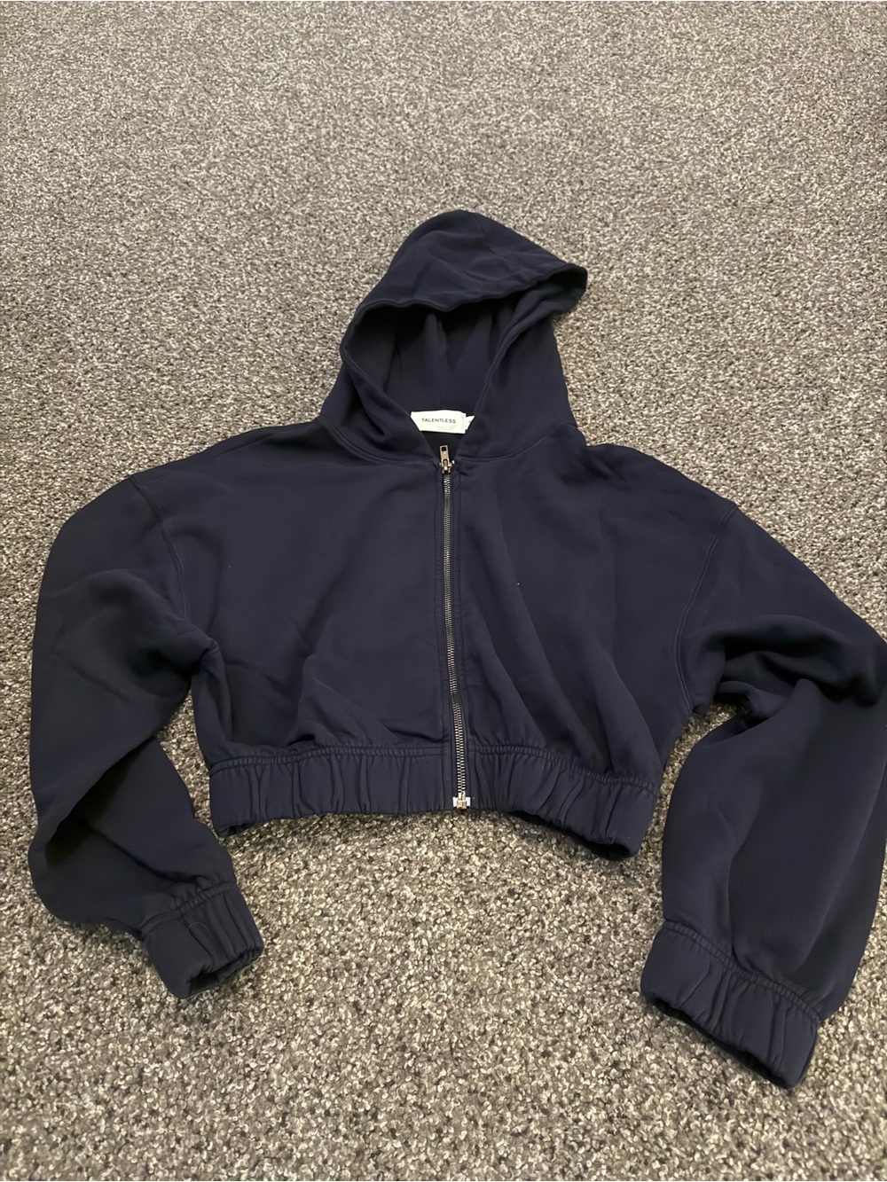 TALENTLESS Navy Cropped Zip Hoodie